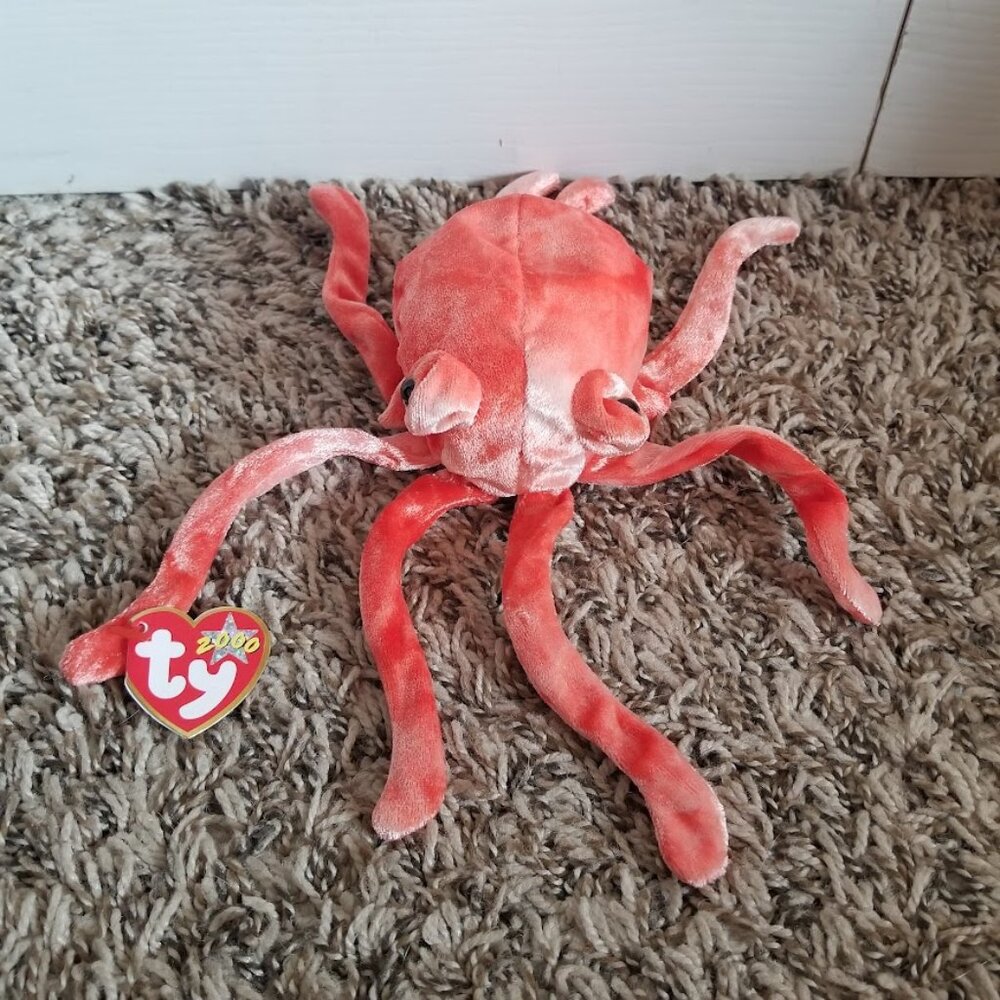 Ty Beanie Babies Plush Wiggly the Octopus Orange MWMT Vintage Y2K 90s